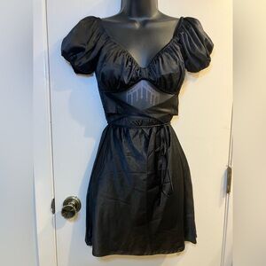 Princess Polly Satin Dress Wrap Mid Puff Sleeve Size 2